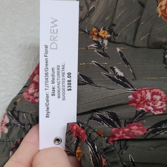 Drew from Anthropologie Green Floral Longsleeve Dress NWT - Picture 6 of 10